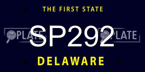 SP292 Delaware License Plate