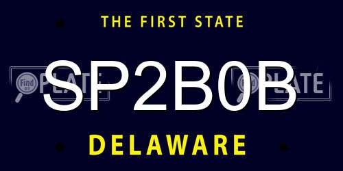 SP2B0B Delaware License Plate