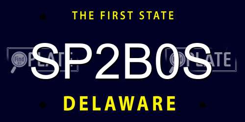 SP2B0S Delaware License Plate