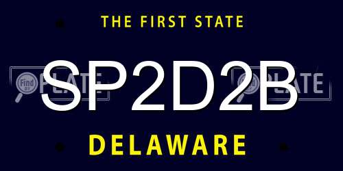 SP2D2B Delaware License Plate