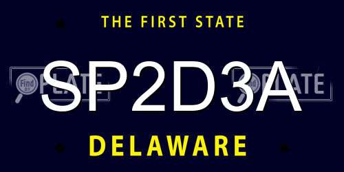 SP2D3A Delaware License Plate
