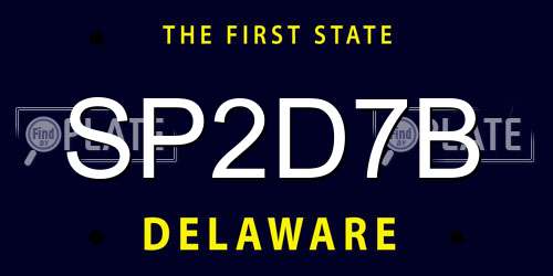 SP2D7B Delaware License Plate