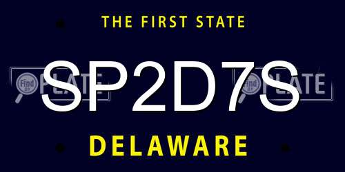 SP2D7S Delaware License Plate