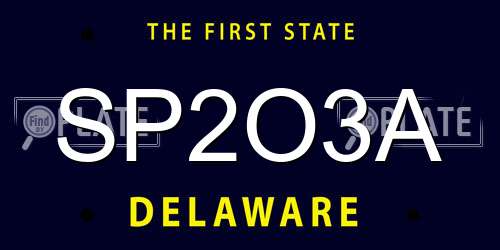 SP2O3A Delaware License Plate