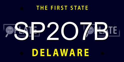 SP2O7B Delaware License Plate