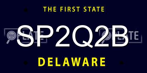 SP2Q2B Delaware License Plate