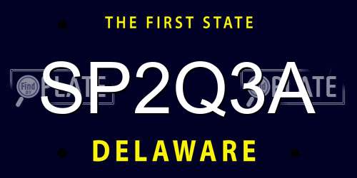 SP2Q3A Delaware License Plate