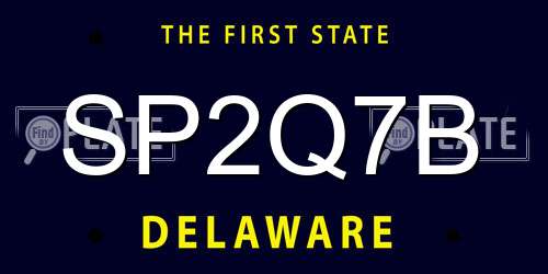 SP2Q7B Delaware License Plate