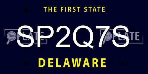 SP2Q7S Delaware License Plate