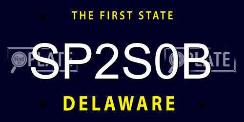 SP2S0B Delaware License Plate