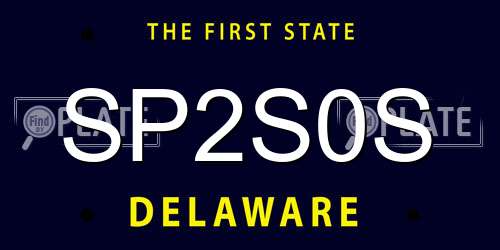 SP2S0S Delaware License Plate