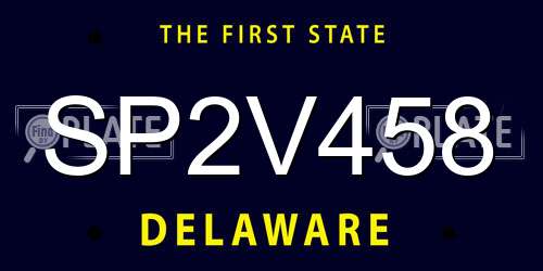 SP2V458 Delaware License Plate
