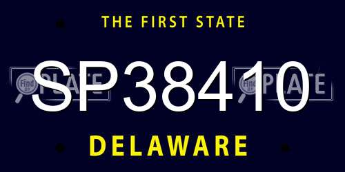 SP38410 Delaware License Plate