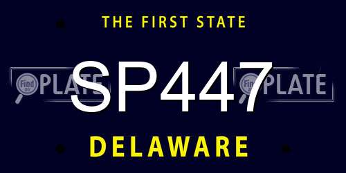 SP447 Delaware License Plate