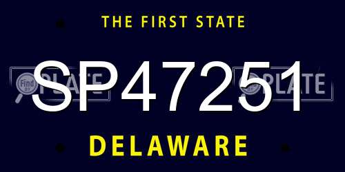 SP47251 Delaware License Plate