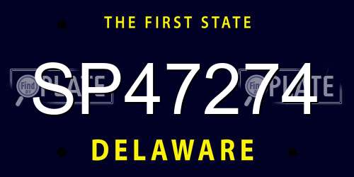 SP47274 Delaware License Plate