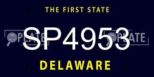SP4953 Delaware License Plate