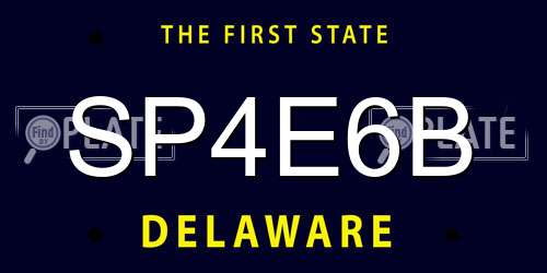SP4E6B Delaware License Plate