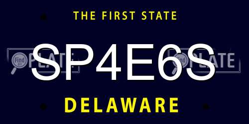 SP4E6S Delaware License Plate