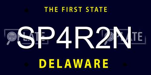SP4R2N Delaware License Plate