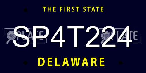 SP4T224 Delaware License Plate