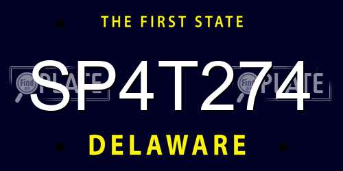 SP4T274 Delaware License Plate