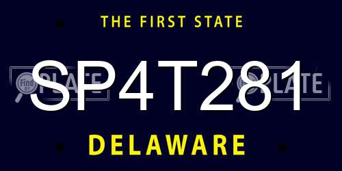 SP4T281 Delaware License Plate