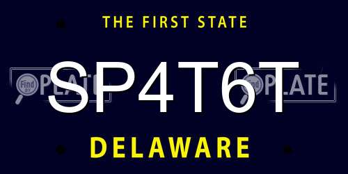 SP4T6T Delaware License Plate