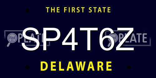 SP4T6Z Delaware License Plate