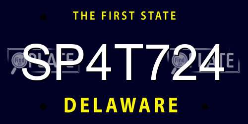 SP4T724 Delaware License Plate