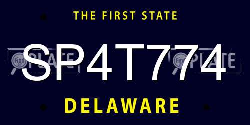 SP4T774 Delaware License Plate