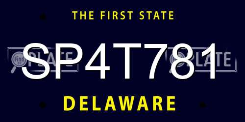 SP4T781 Delaware License Plate