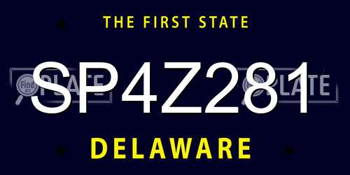 SP4Z281 Delaware License Plate