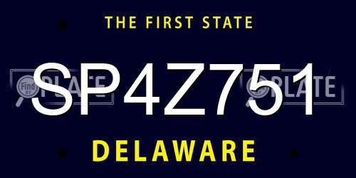 SP4Z751 Delaware License Plate