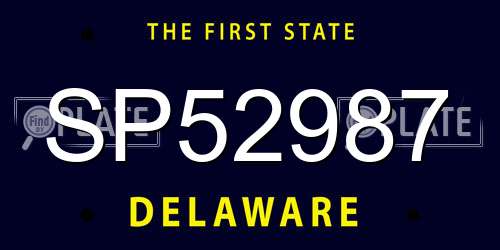 SP52987 Delaware License Plate