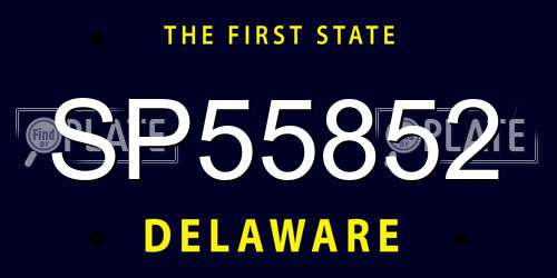 SP55852 Delaware License Plate