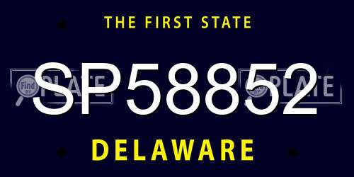 SP58852 Delaware License Plate