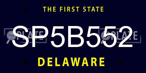 SP5B552 Delaware License Plate