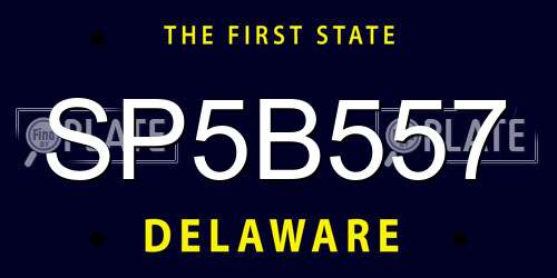 SP5B557 Delaware License Plate