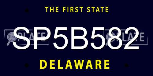 SP5B582 Delaware License Plate