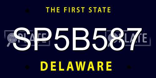 SP5B587 Delaware License Plate