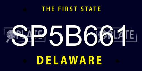 SP5B661 Delaware License Plate