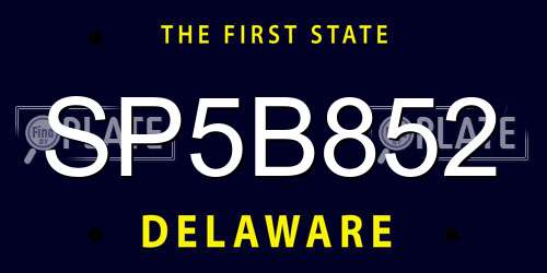 SP5B852 Delaware License Plate