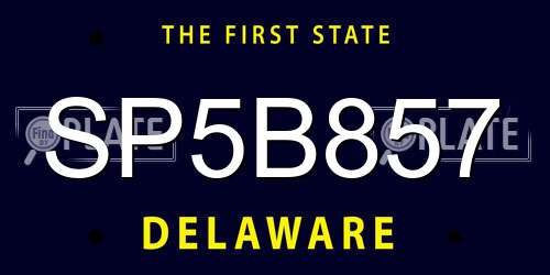 SP5B857 Delaware License Plate