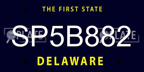 SP5B882 Delaware License Plate
