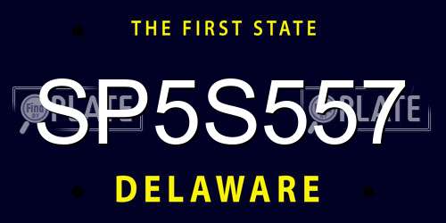 SP5S557 Delaware License Plate
