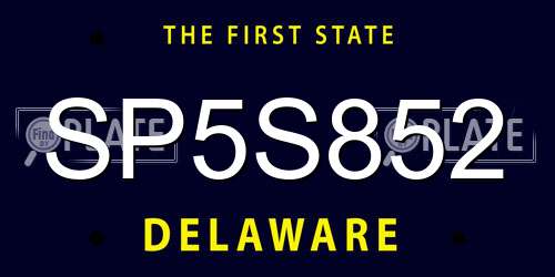 SP5S852 Delaware License Plate