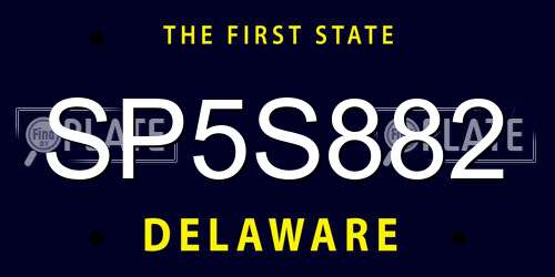 SP5S882 Delaware License Plate