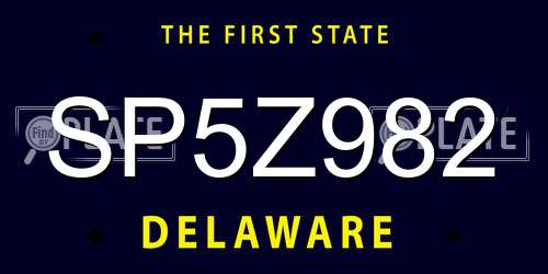 SP5Z982 Delaware License Plate