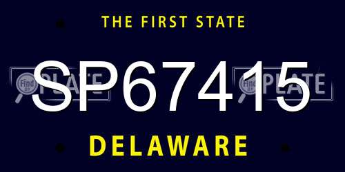SP67415 Delaware License Plate